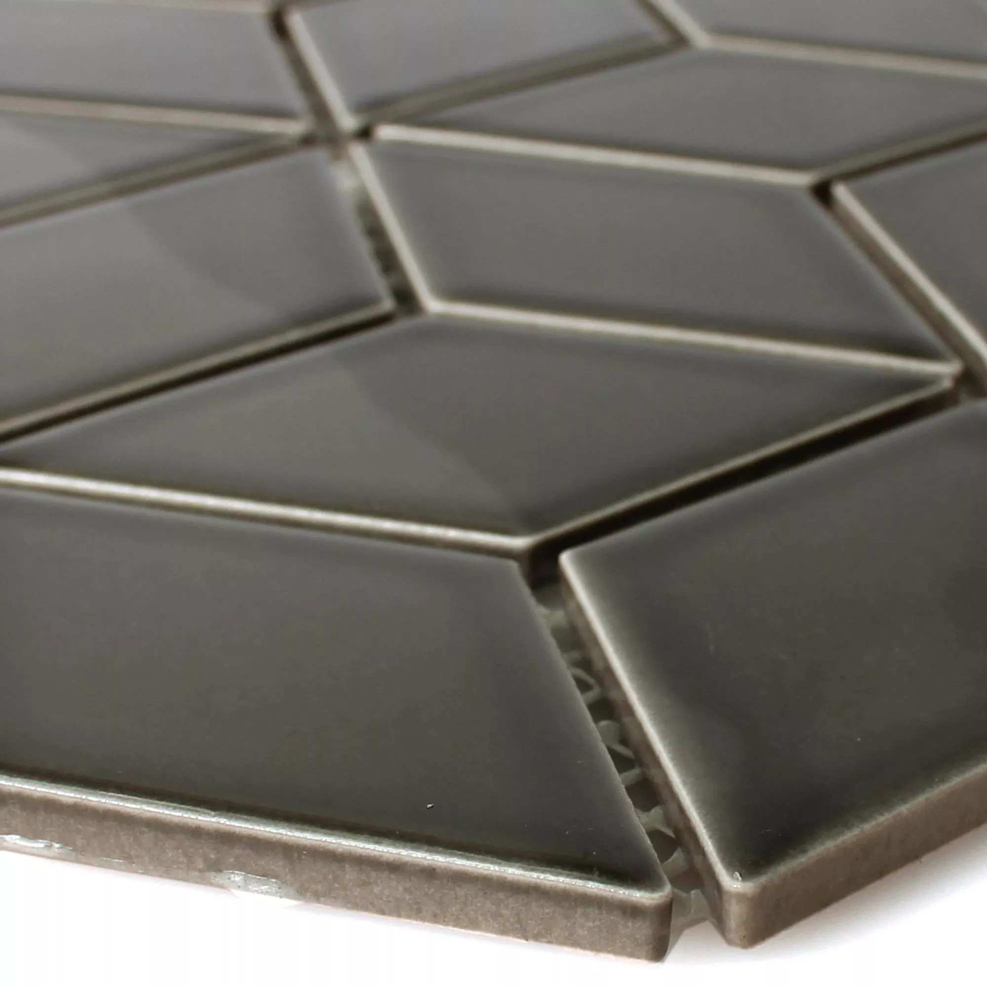 Ceramic Mosaic Tiles Cavalier 3D Cube Black Glossy