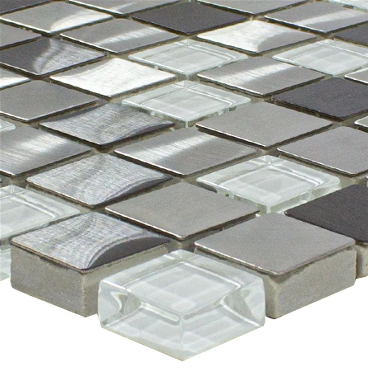 Model din Sticlă Metal Oțel Inoxidabil Plăci De Mozaic Stella Alb Argint