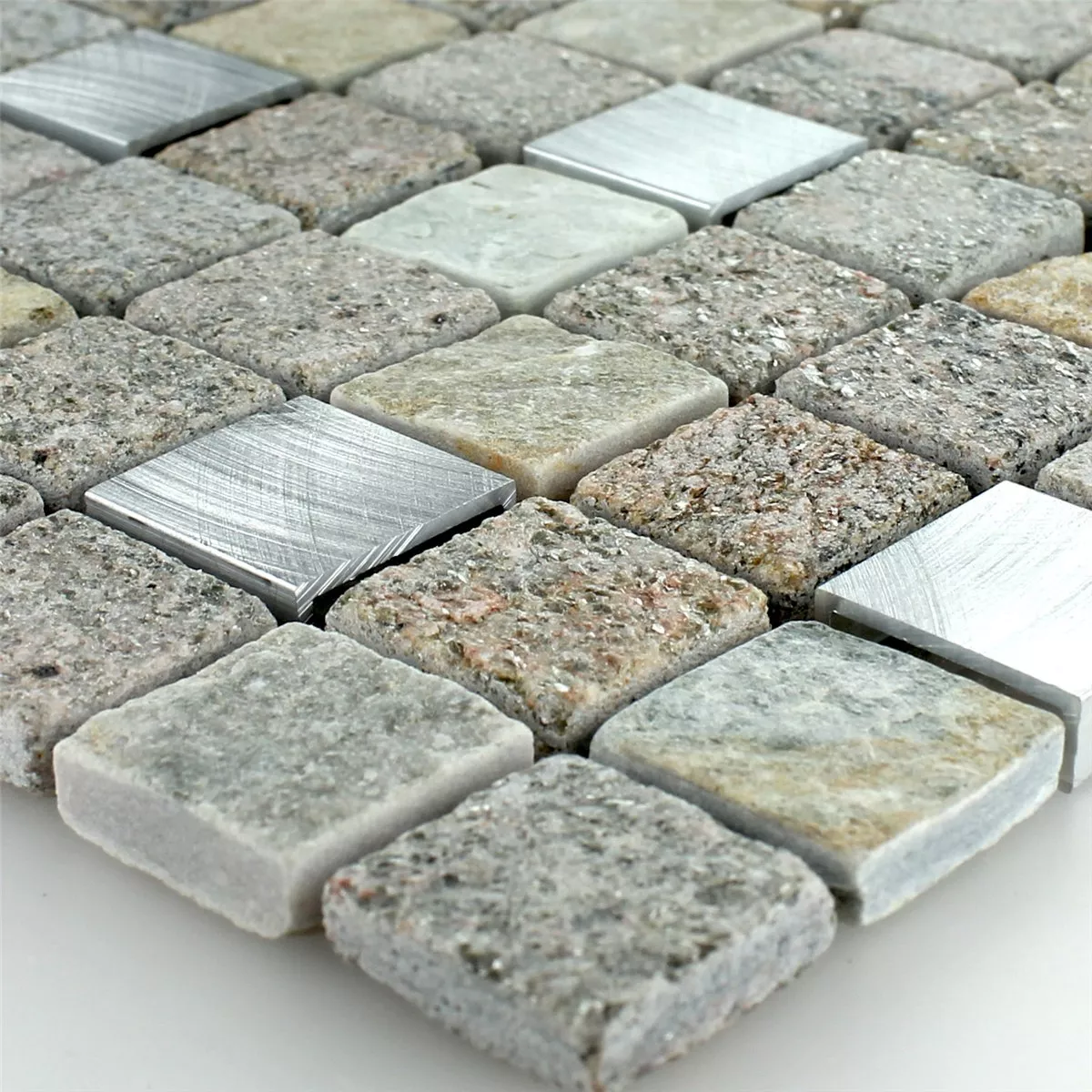 Mosaikkfliser Kvartsitt Alu Naturstein 23x23x8mm