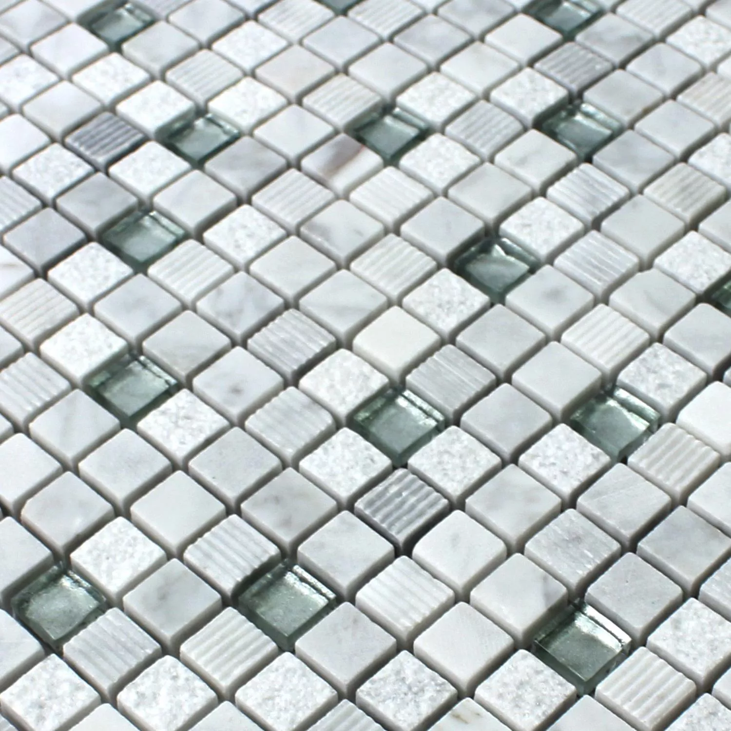 Próbka Mozaika Szkło Kamień Naturalny Yukon Biały