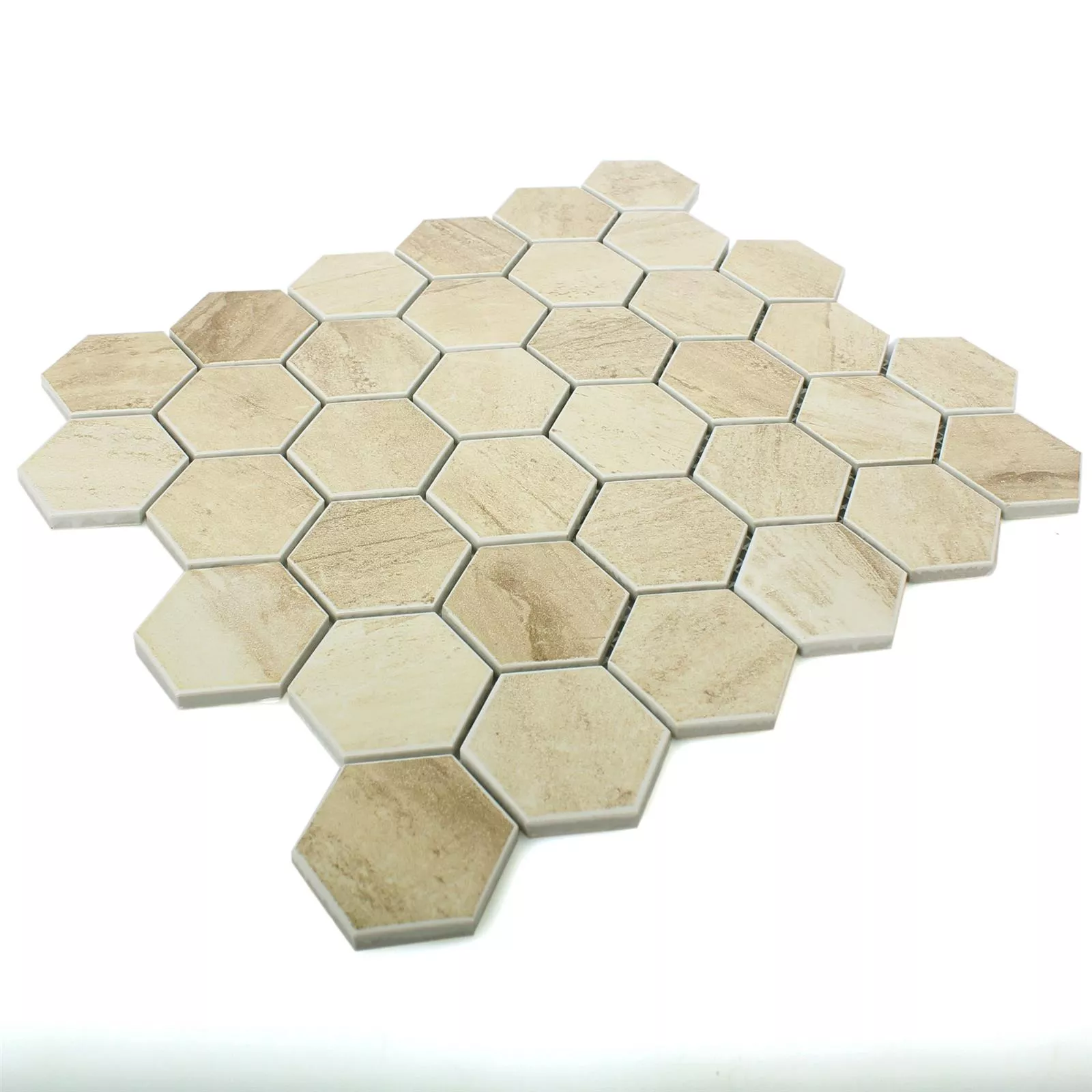Model din Ceramică Aspect de Beton Plăci De Mozaic Shepherd Hexagon Bej