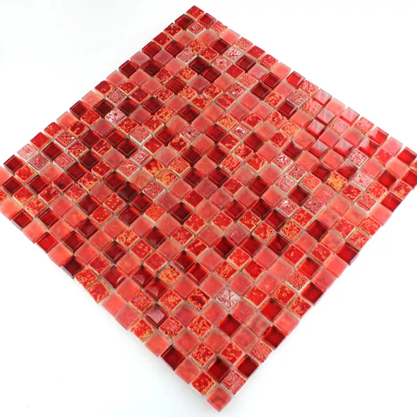 Model din Plăci De Mozaic Escimo Sticlă Piatră Naturală Mix Roșu