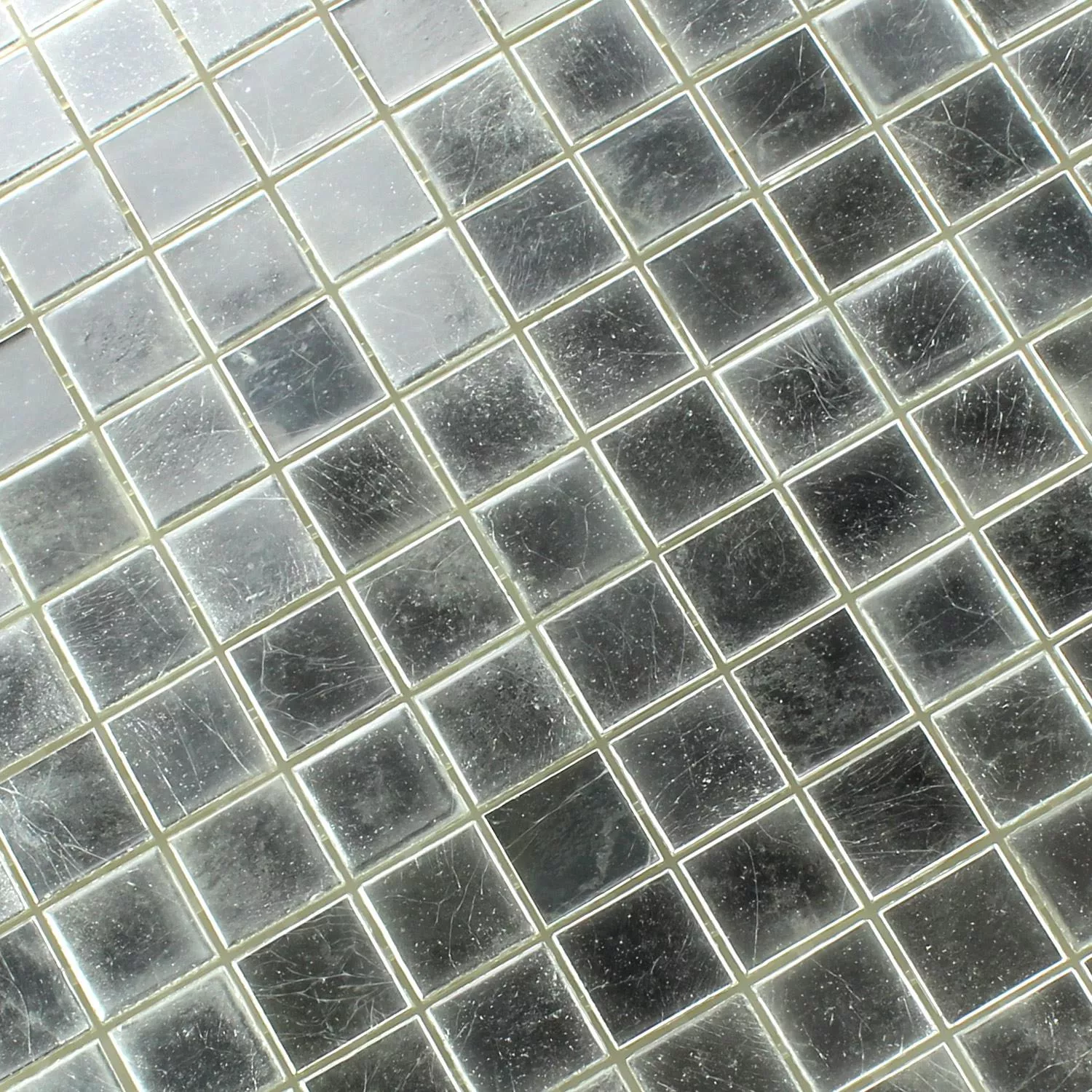 Mozaik Csempe Trend-Vi Üveg Fehér Arany 24 Karát 2x2cm