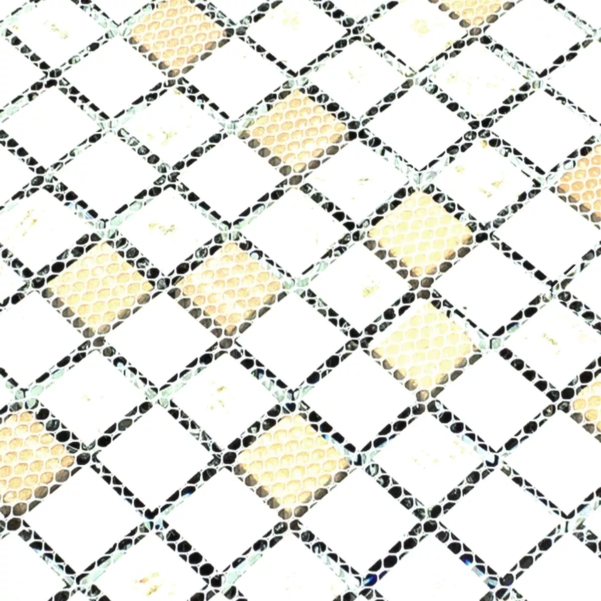 Muster von Mosaikfliesen Glas Edelstahl Blackriver Schwarz Silber Mix
