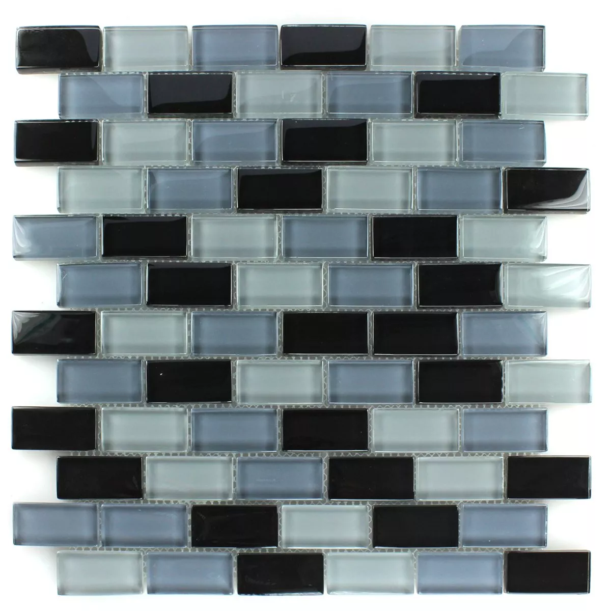 Padrão de Azulejo Mosaico Vidro Cristal Brick Preto