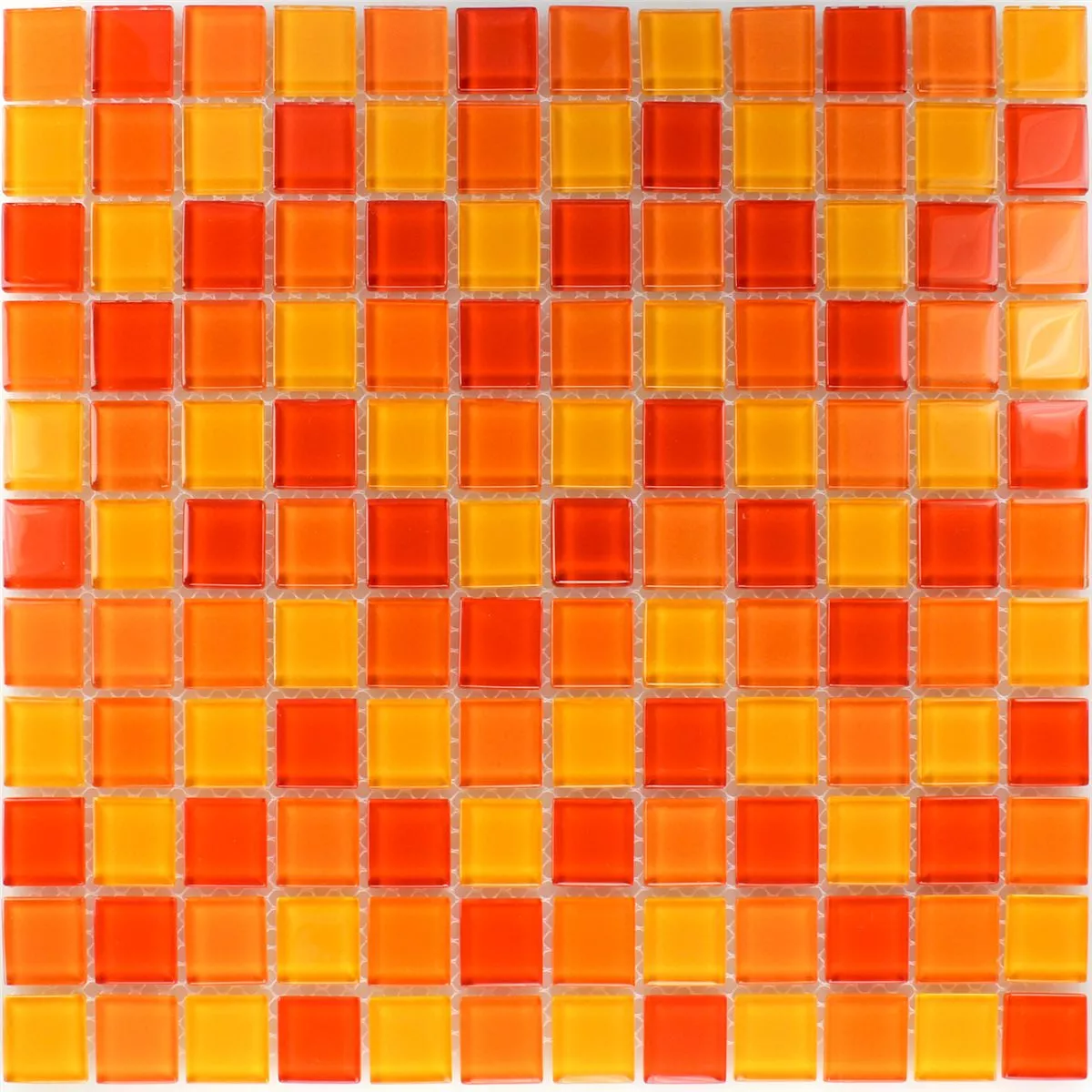 Mozaik Pločice Staklo Narančasto Crvena Žuta 25x25x4mm