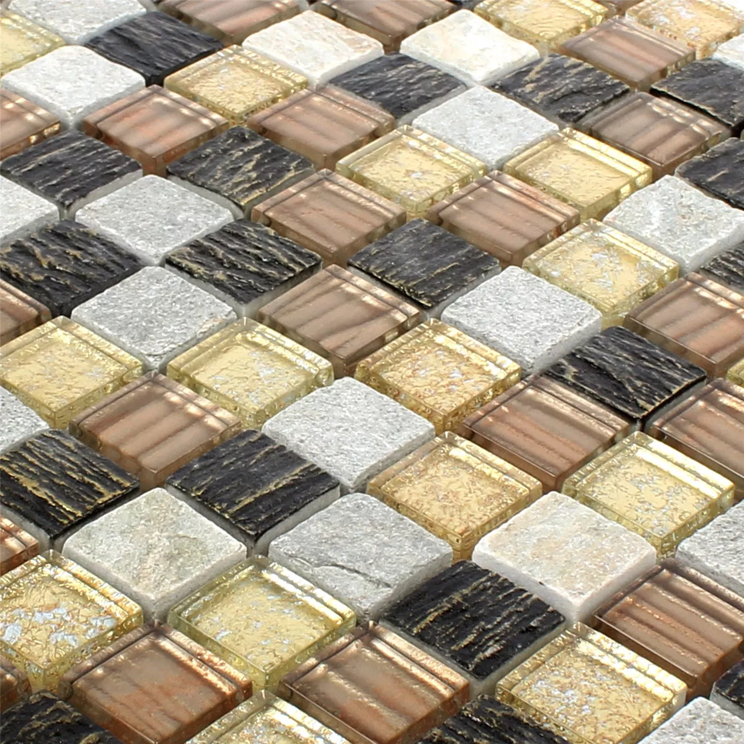 Mosaikfliesen Glas Stein Mix Canova Gold Braun