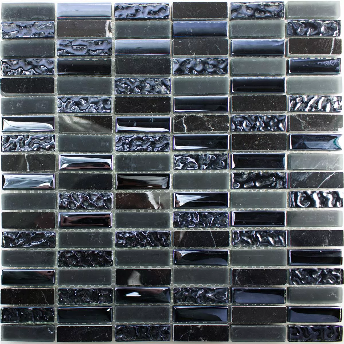 Glass Natural Stone Mosaic Tile Mantra Black