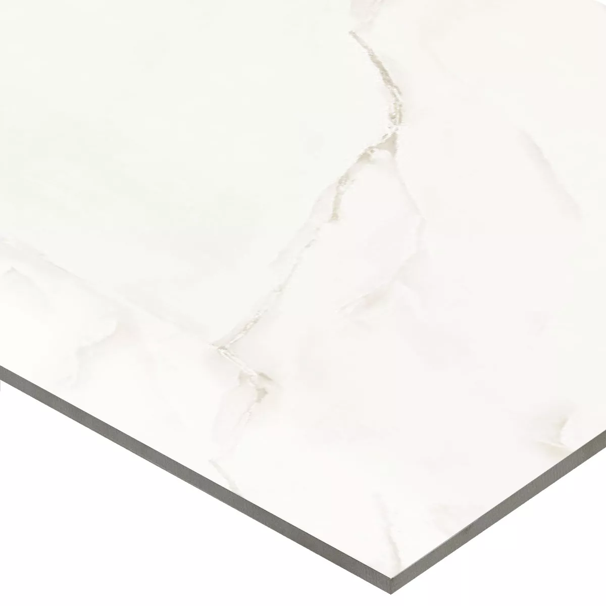 Carrelage Sol Et Mur Konza Marbre Optique Poli Brillant Brillant Blanc 60x120cm
