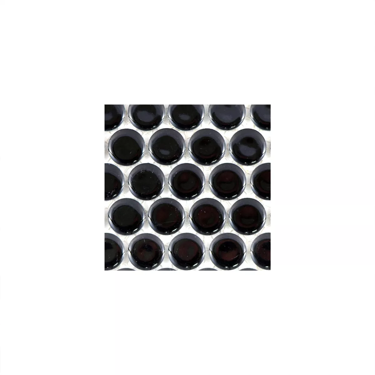 Sample Ceramic Mosaic Tiles Button Yantra Black Glossy