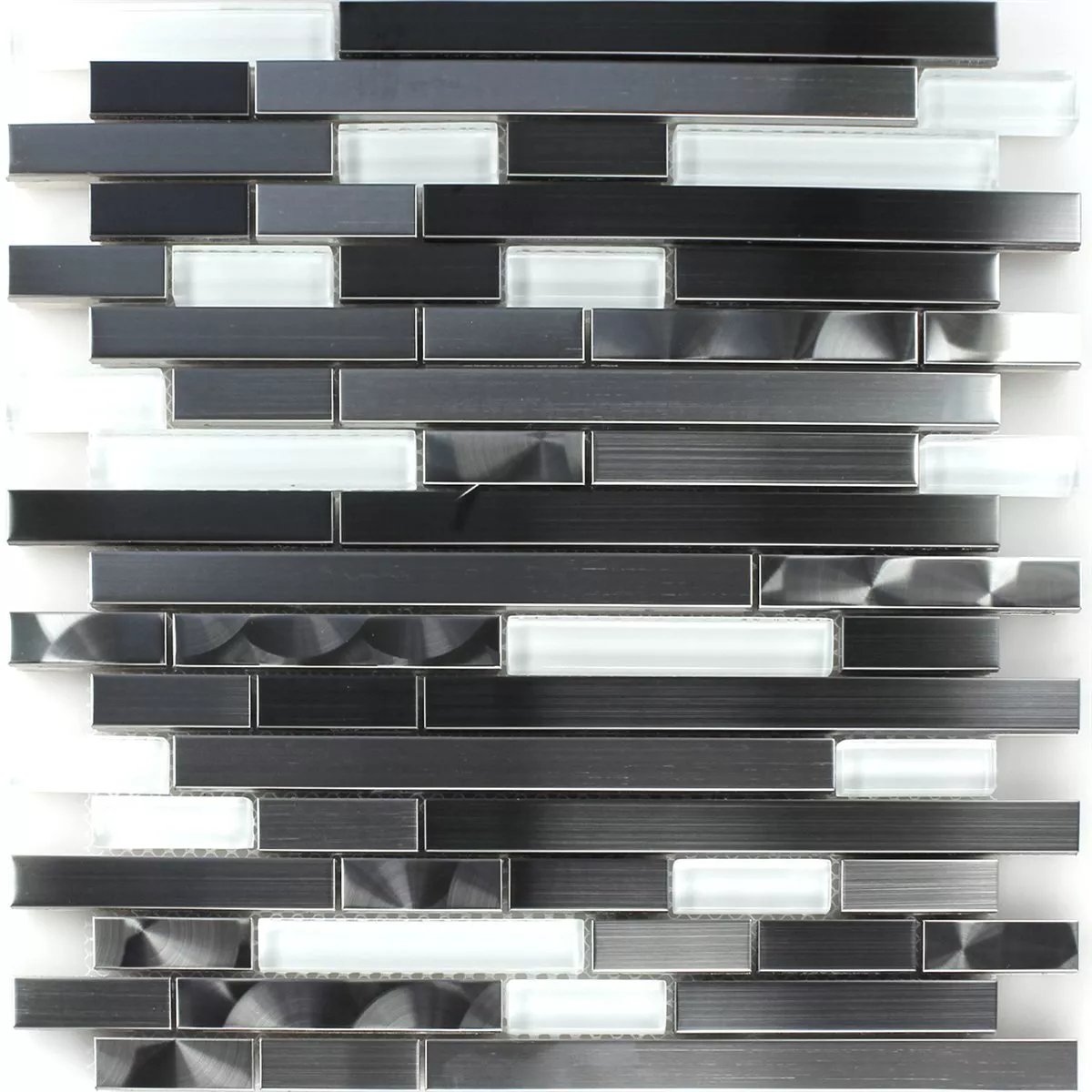 Mosaic Tiles Metal Glass White Silver Sticks