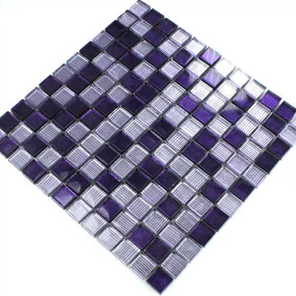 Plăci De Mozaic Sticlă String Violet Mix In Dungi