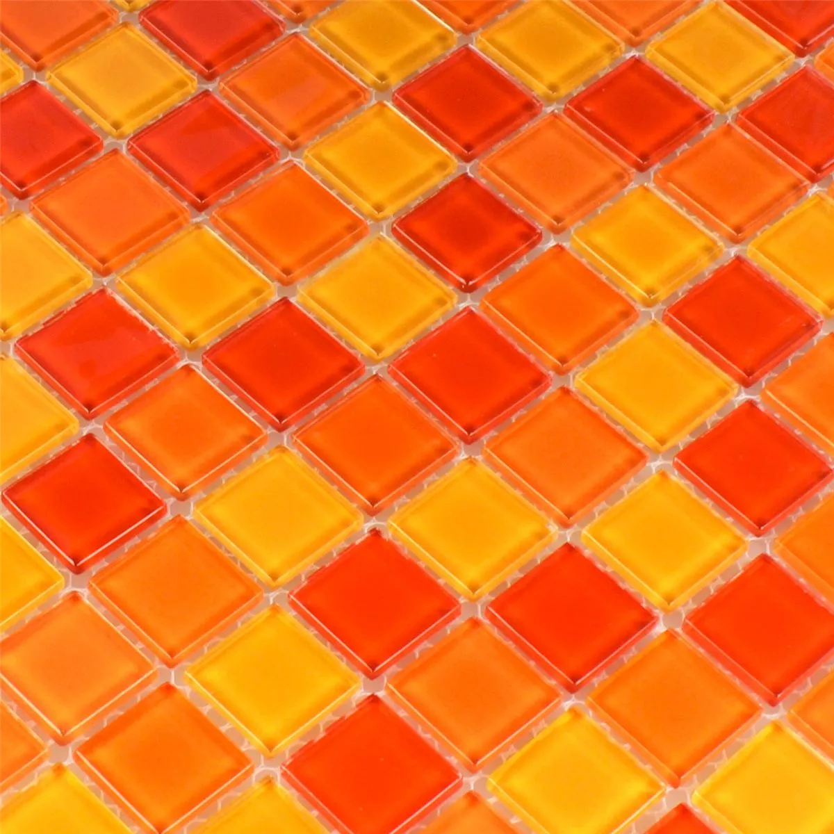 Prøve Glasmosaik Fliser Rød Appelsin Gul 