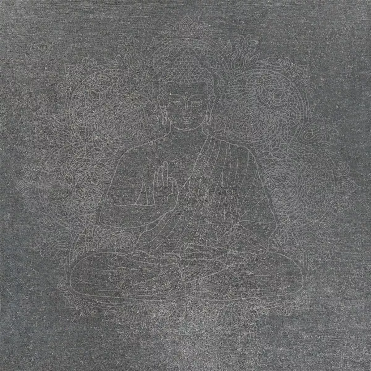 Floor Tiles Stone Optic Horizon Anthracite Decor Buddha