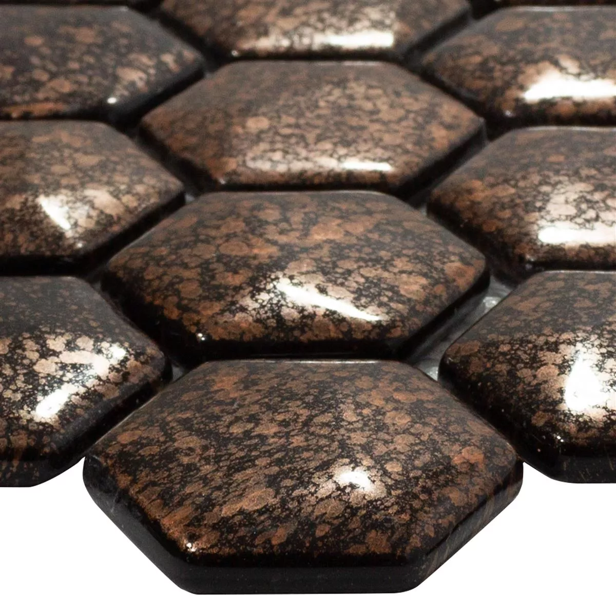 Mosaico De Vidro Azulejos Leopard Hexágono 3D Bronze Mosaico De Vidro Azulejos Leopard Hexágono 3D Bronze