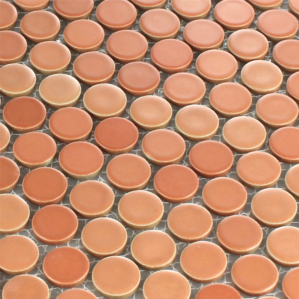 Ceramic Button Mosaic Tiles Round Terracotta