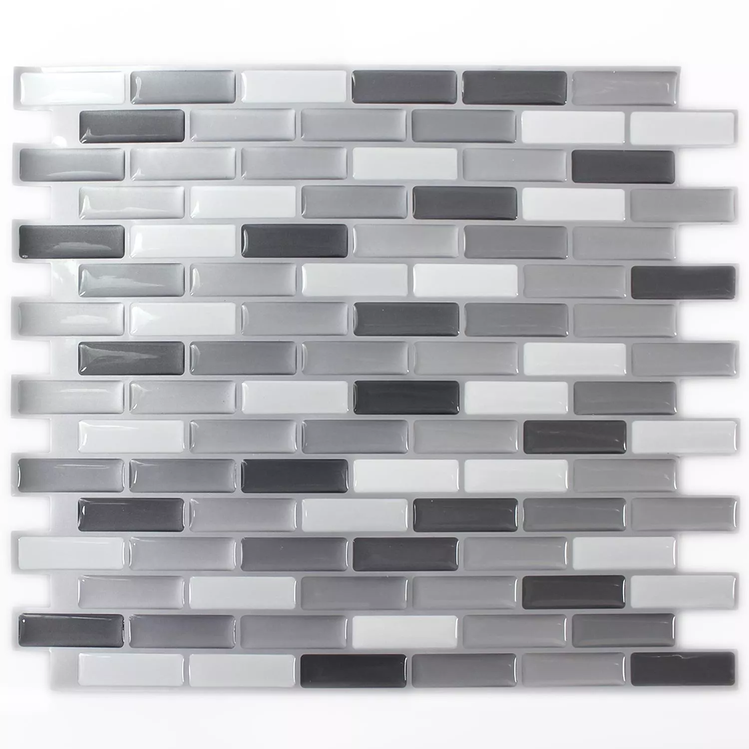 Mosaic Tiles Vinyl 3D Silver Grey Mix