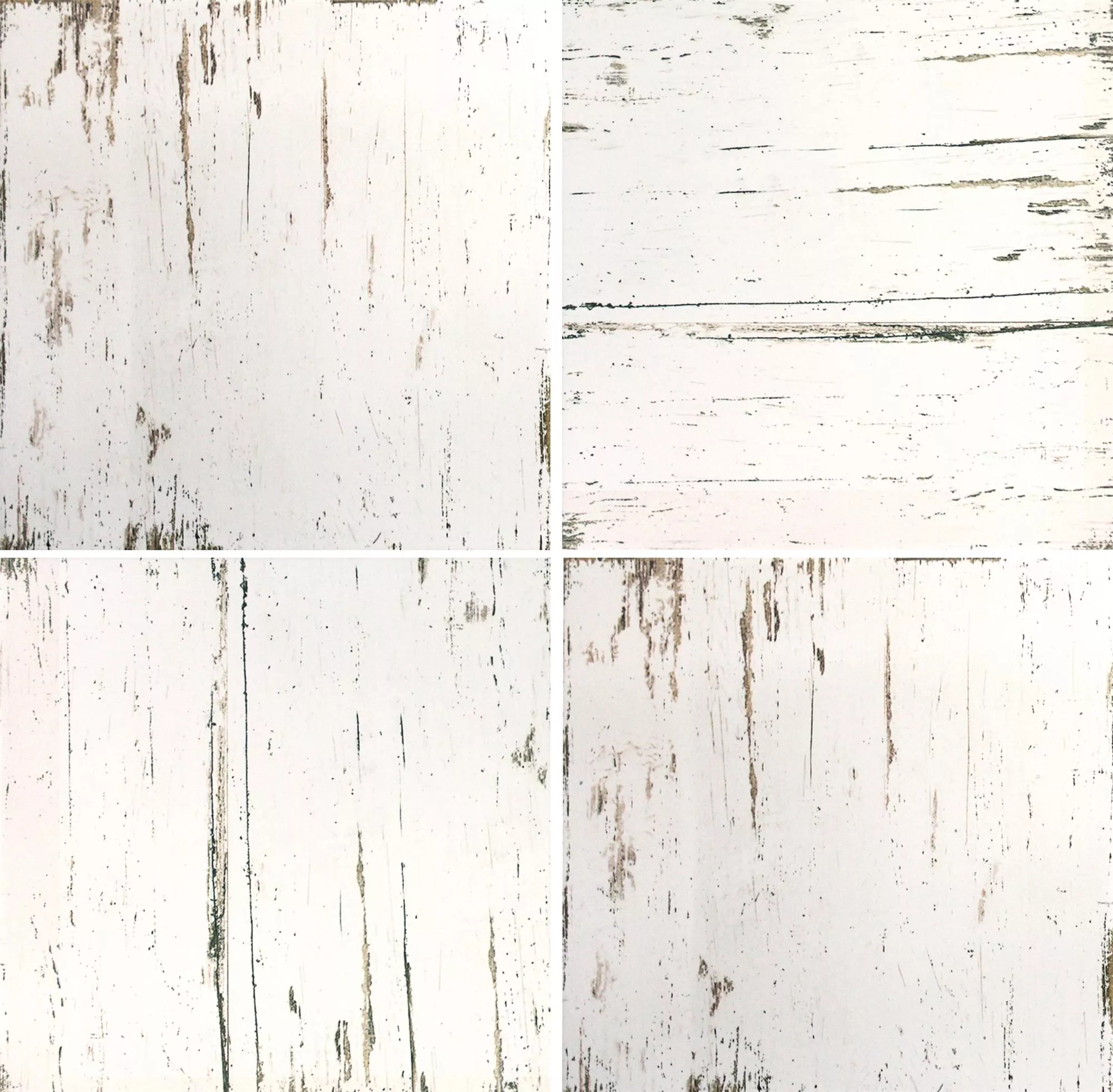 Muster Bodenfliese Vintage Wood R10 Weiß 18,5x18,5cm