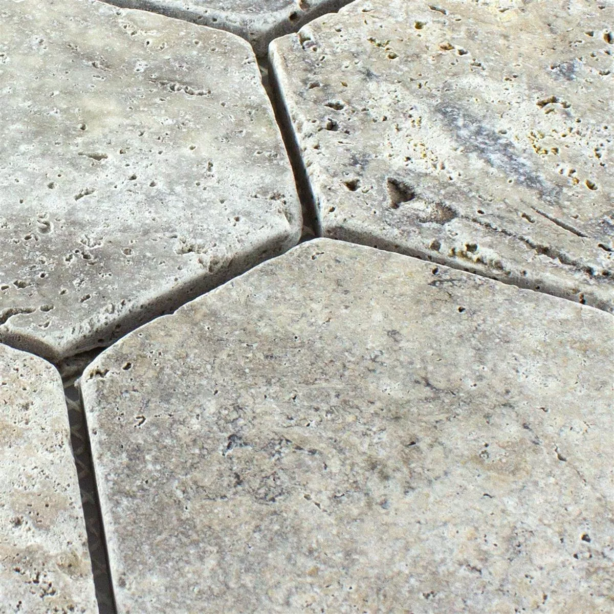 Model din Travertin Piatră Naturală Plăci De Mozaic Mercado Hexagon Argint