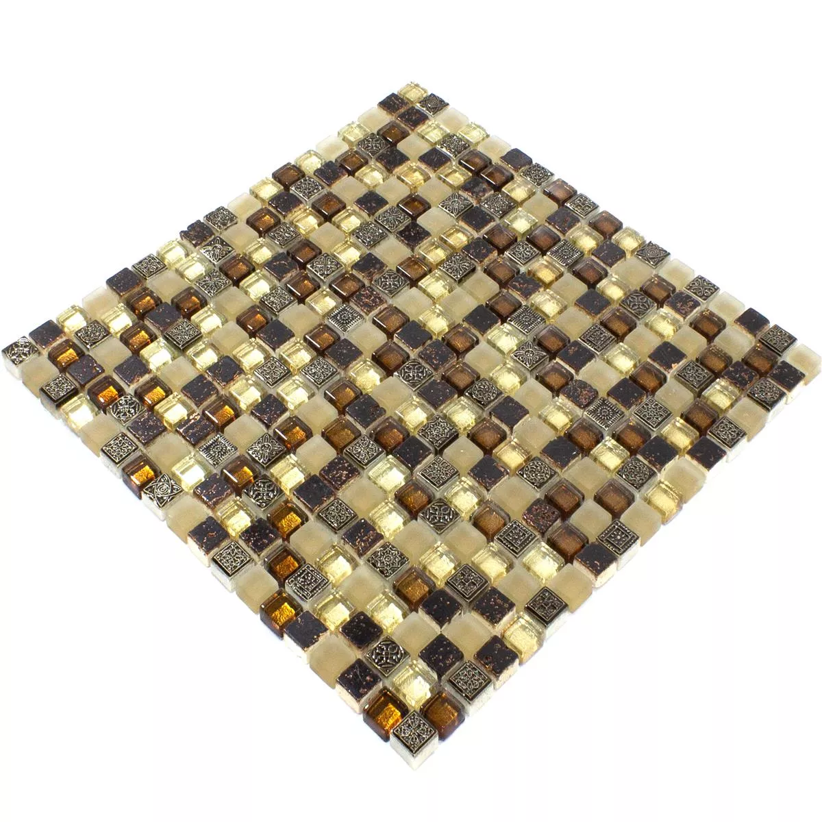 Sample Glass Marble Mosaic Tiles Kingsburg Brown Mix
