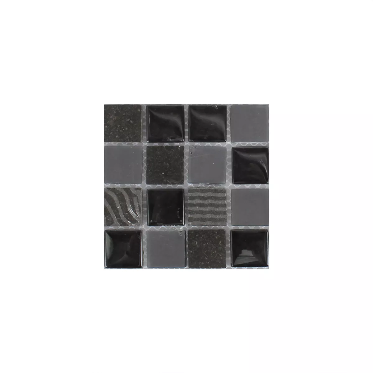 Model din Plăci De Mozaic Ankara Sticlă Piatră Mix Negru 