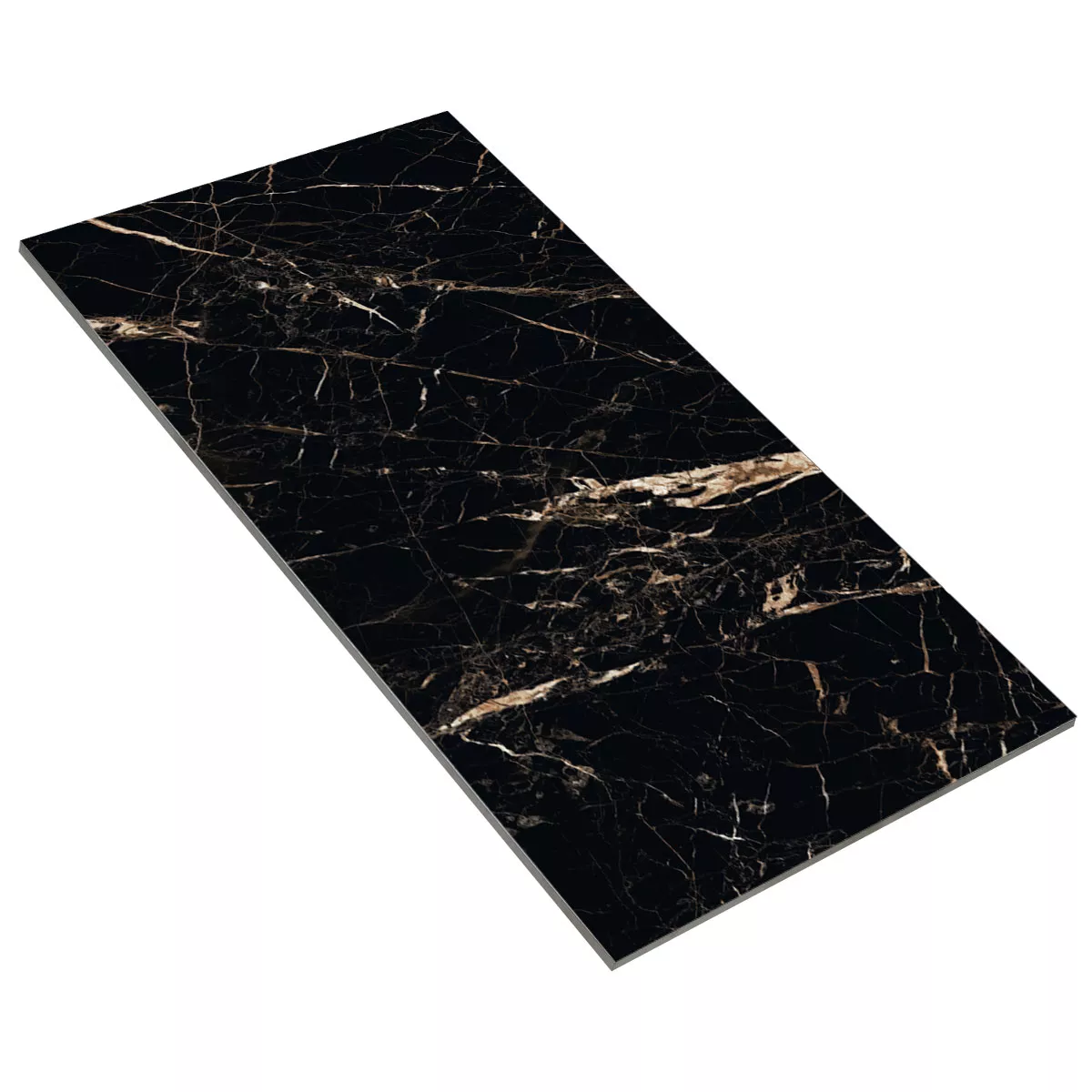 Floor Tiles Trento Marble Optic Black Gold Polished Glossy 60x120cm