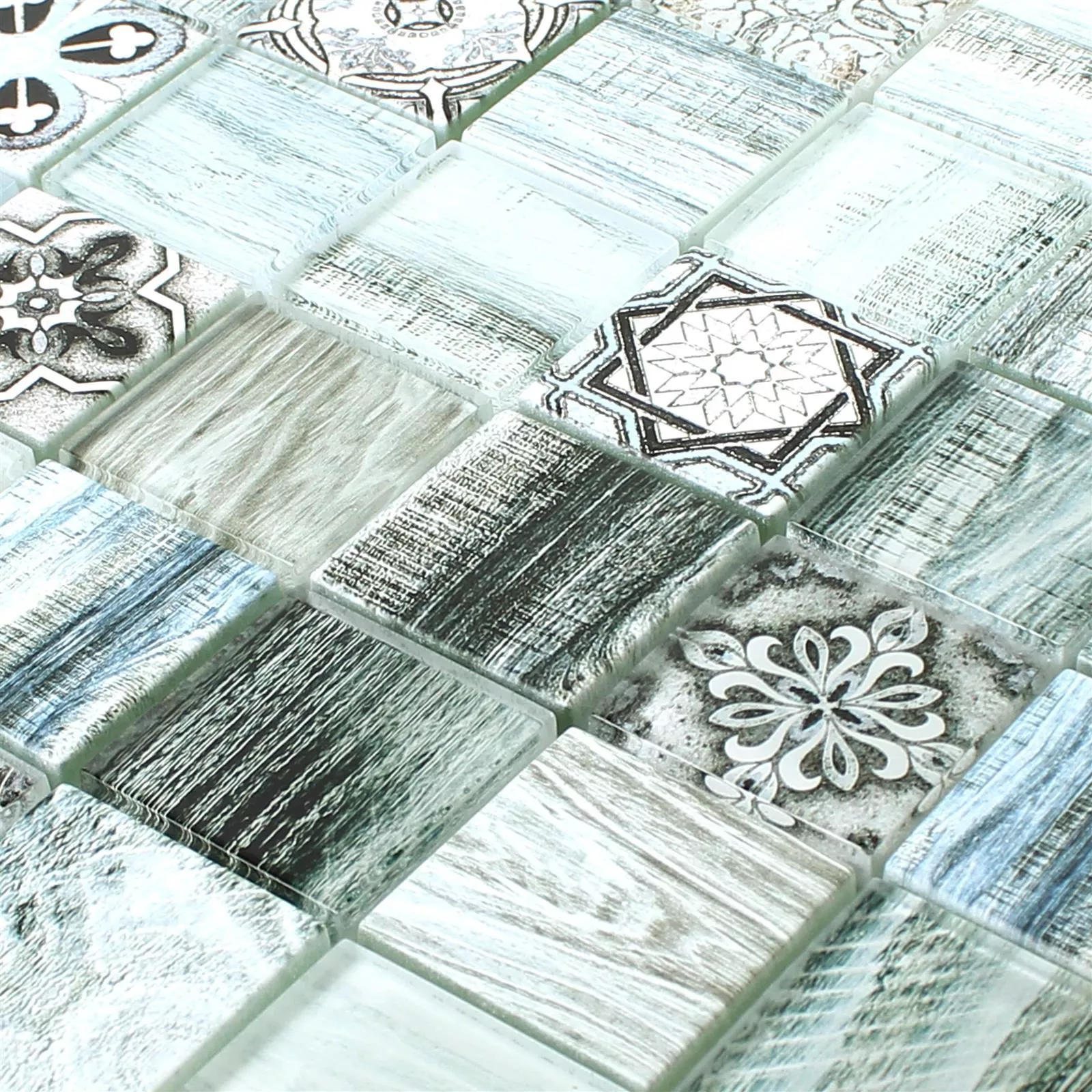 Mozaika Szklana Płytki Wygląd Drewna Makarska Jasnoniebieski