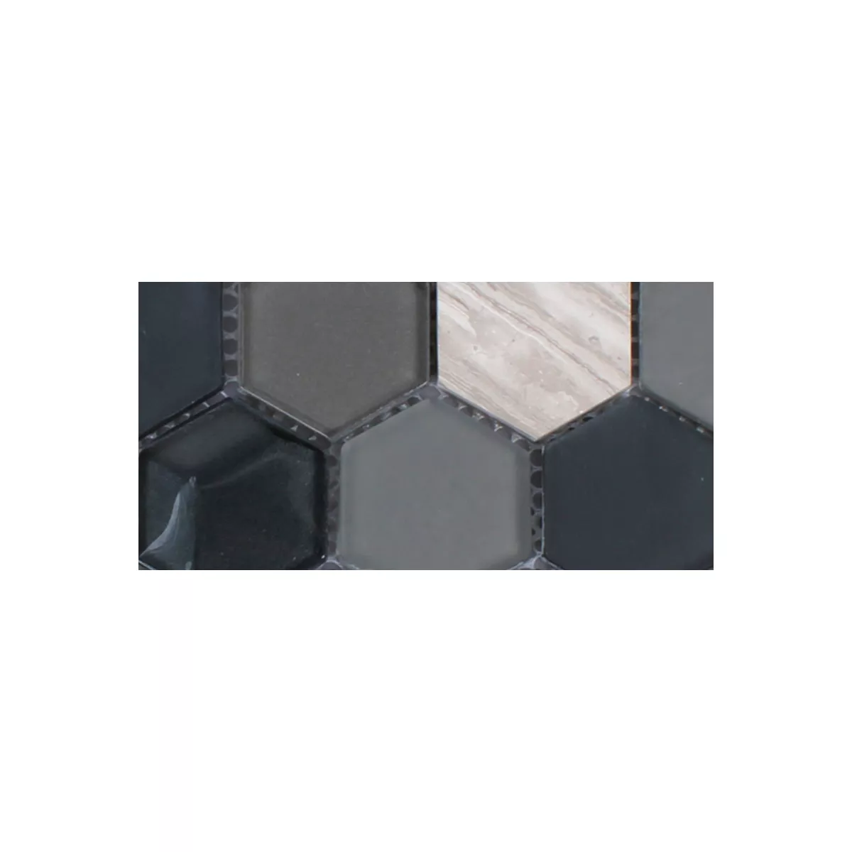 Model din Plăci De Mozaic Hexagon Sticlă Piatră Naturală Negru Gri 3D