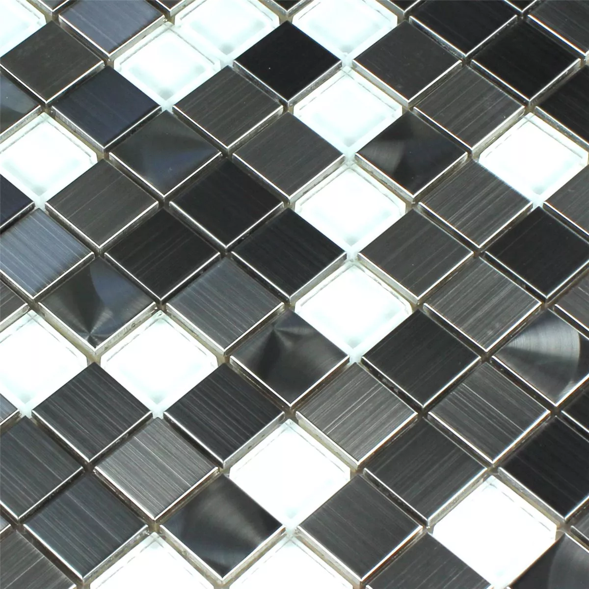 Mønster fra Mosaikkfliser Rustfritt Stål Glass Hvit Sølv