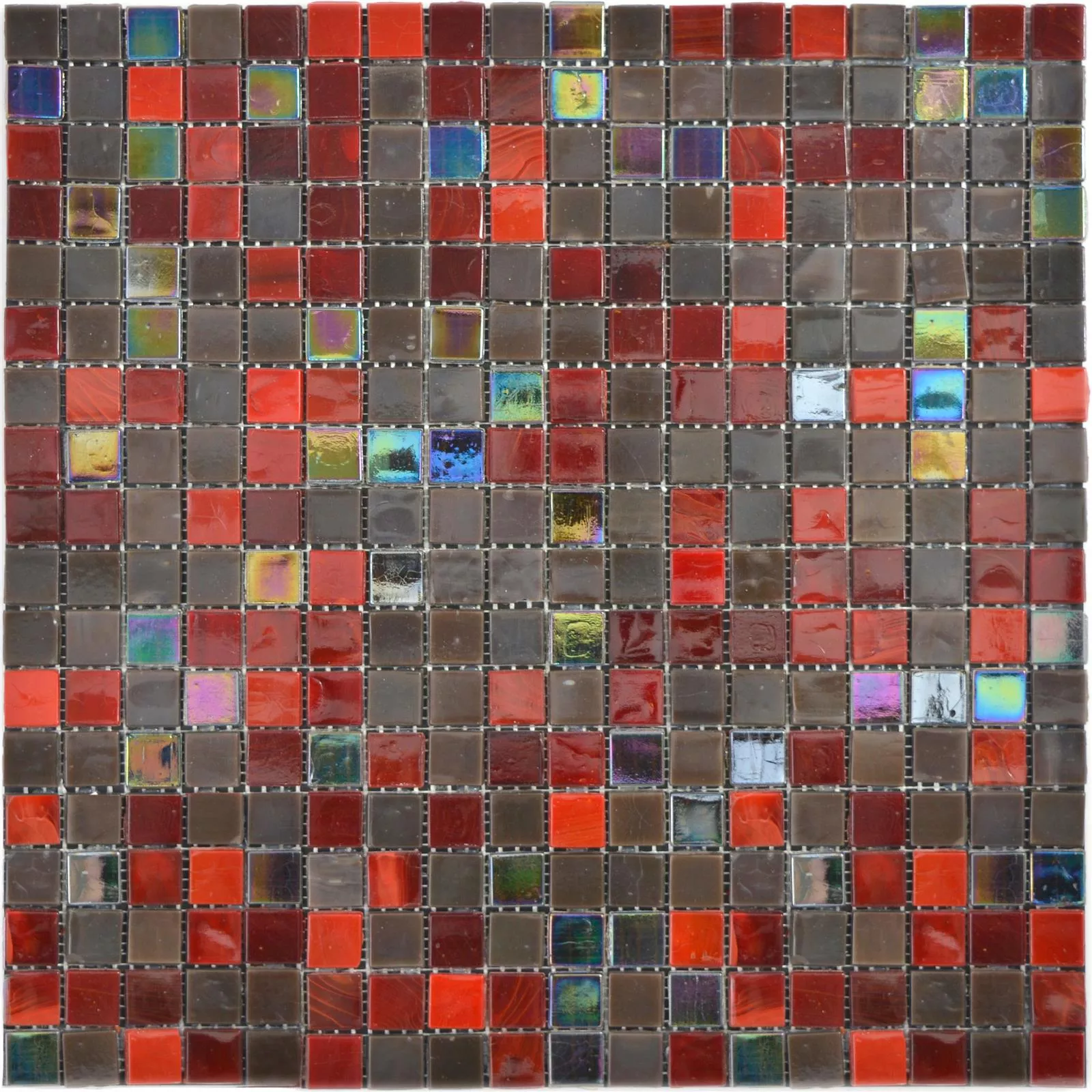 Padrão de Vidro Azulejo Mosaico Rexford Efeito Madrepérola Marrom Vermelho