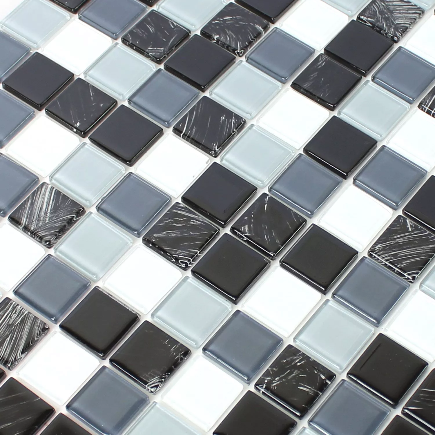 Autoadeziv Mozaic De Sticlă Negru Gri