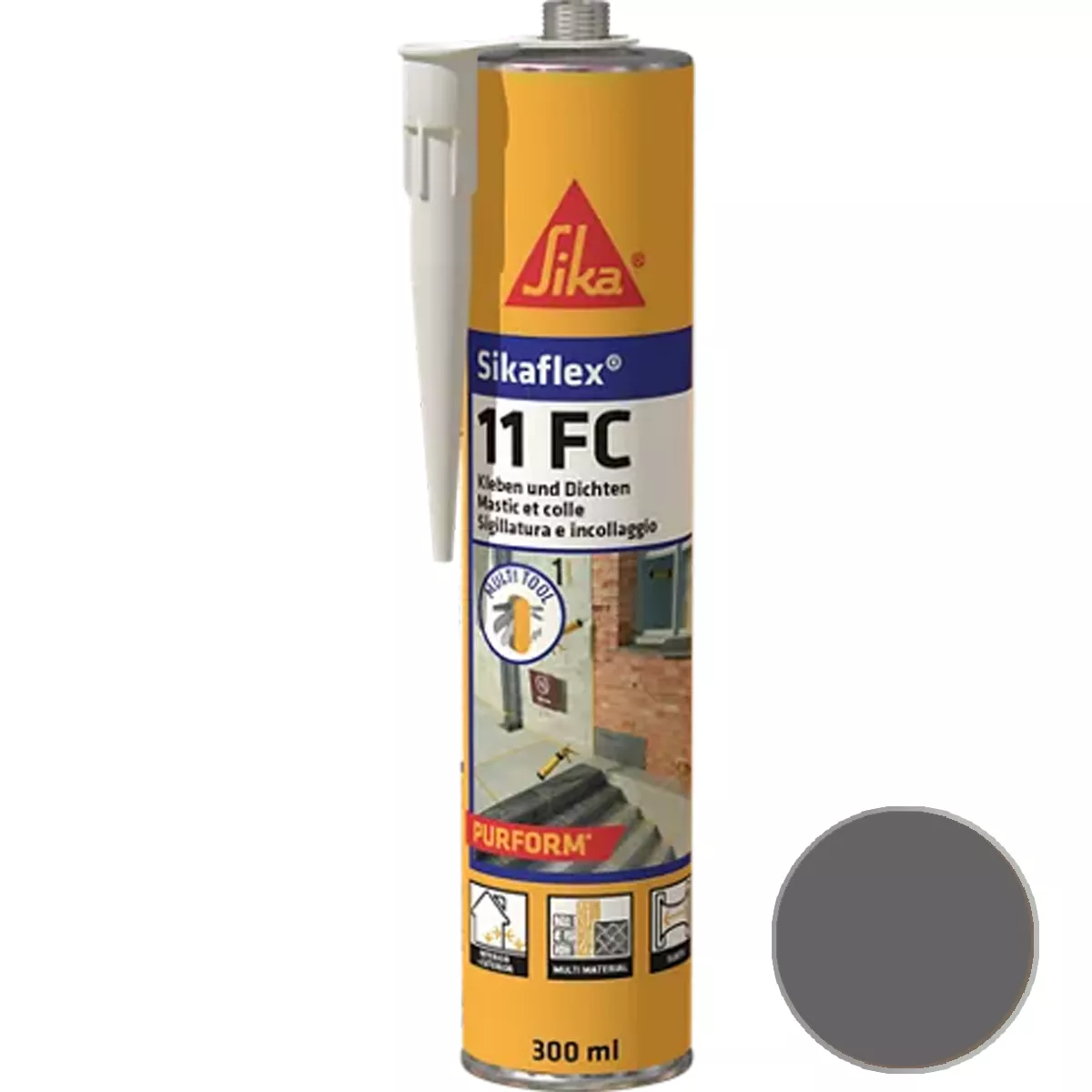 Adhésif et mastic élastique Sikaflex-11 FC Purform gris béton 300 ml