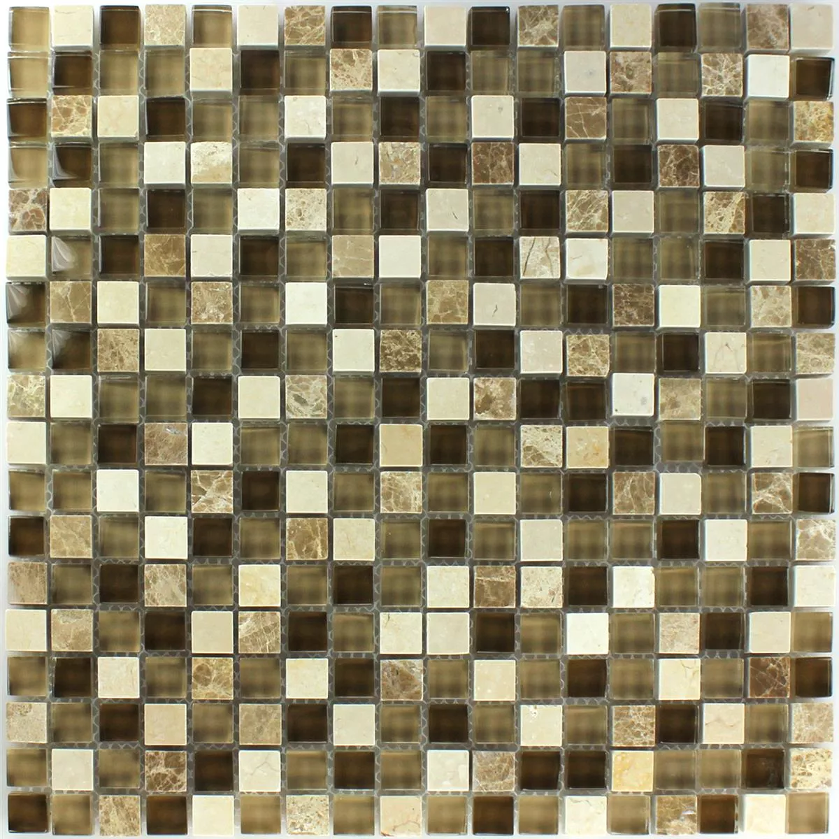 Plăci De Mozaic Sticlă Marmură Maro Bej 15x15x8mm