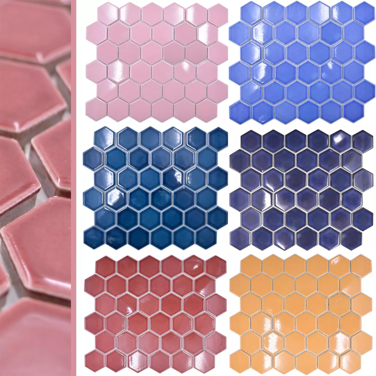 Muestra de Mosaico Cerámico Azulejos Salomon Hexagonales
