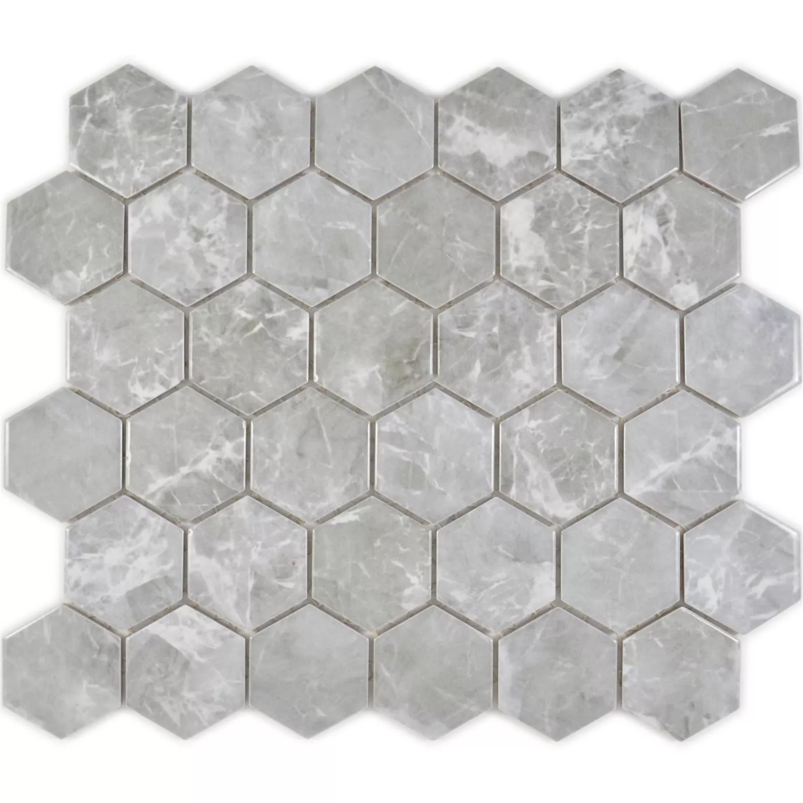 Céramique Mosaïque Mozart Hexagone Gris Brillant