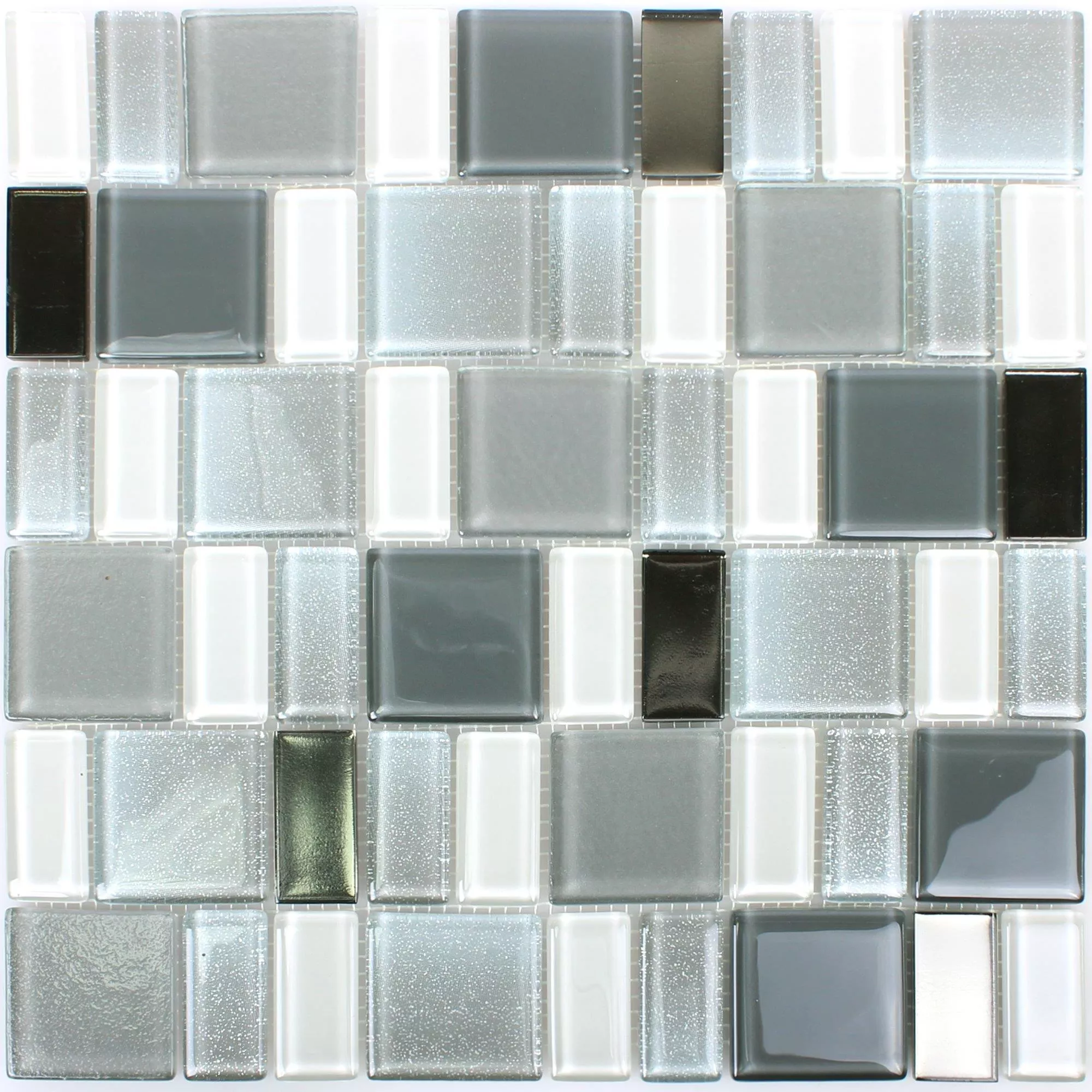 Sample Glass Mosaic Tiles Peacock Silver Glitzy