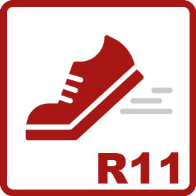 Antiscivolo R11 
Angolo di inclinazione di 19-27°Valore di attrito elevato, ideale per aree come laboratori, officine automobilistiche o impianti di imbottigliamento delle bevande.