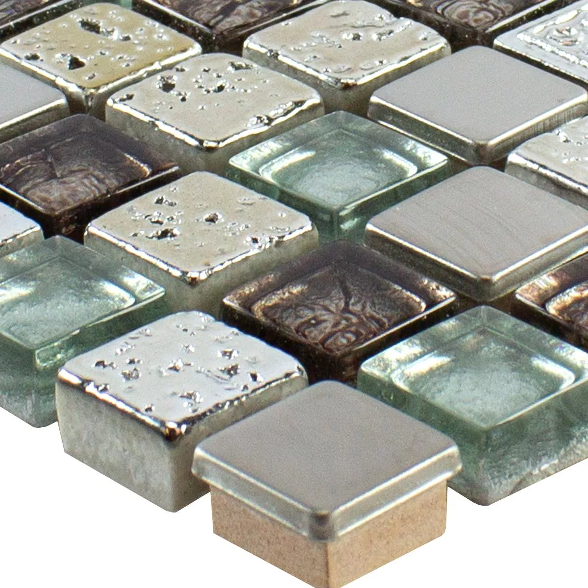 Padrão de Vidro Resina Metal Azulejo Mosaico Falco Marrom Prata