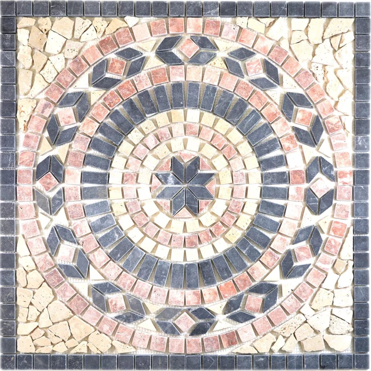 Natuursteen Rosone Buxton Beige Rood Zwart 61x61cm Natuursteen Rosone Buxton Beige Rood Zwart 61x61cm