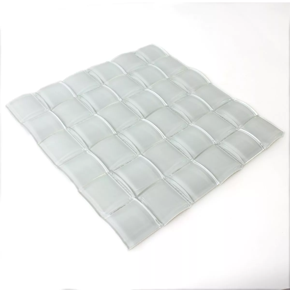 Mosaico De Vidro Azulejos Elbrus 3D Efeito Branco Uni