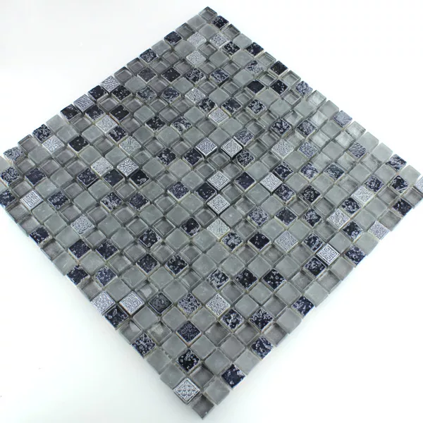 Mønster fra Mosaikkfliser Escimo Glass Naturstein Mix Grey Black