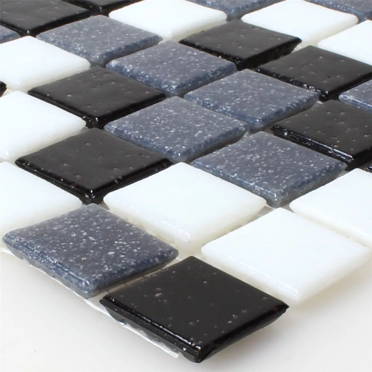 Mozaik Csempe Üveg Fehér Szürke Fekete Mix