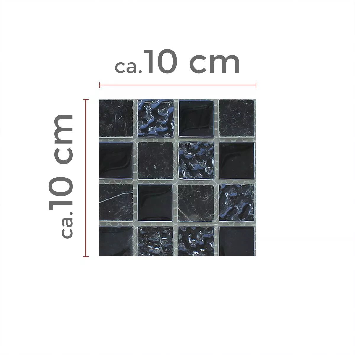 Model din Plăci De Mozaic Sticlă Marmură Negru Canelată 