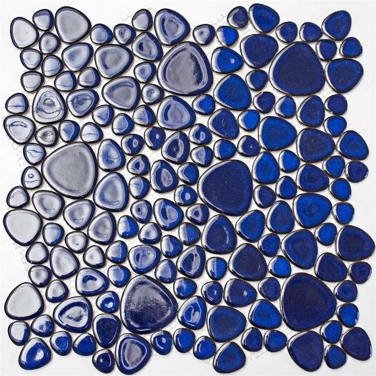 Sample Mosaic Tiles Ceramic Pebble Optic Dark Blue