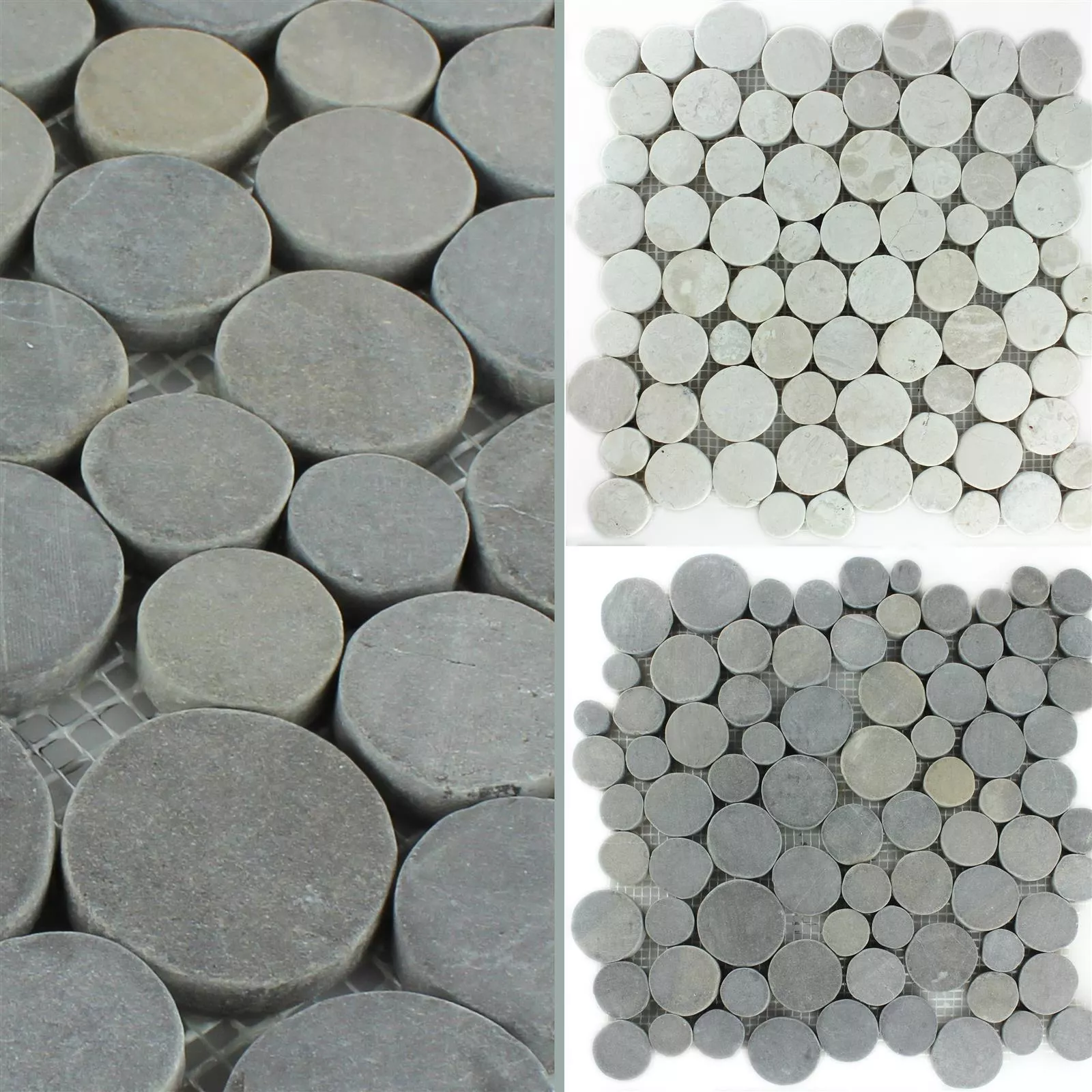 Sample Mosaic Tiles River Pebbles Coin Round