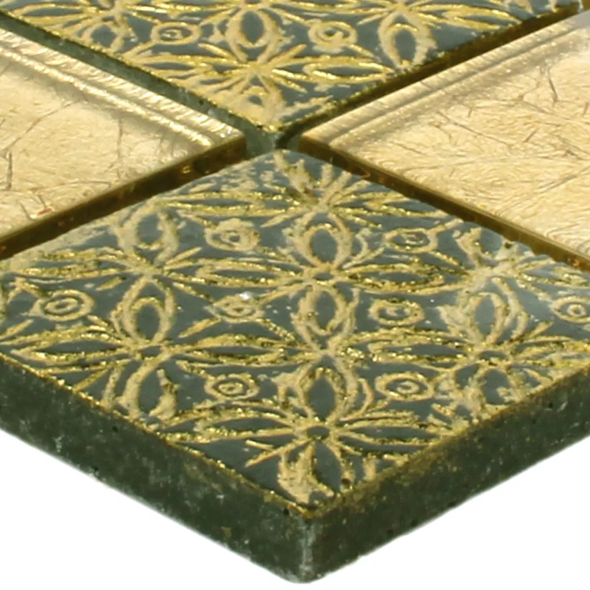 Vzorek Mozaiková Dlaždice Sklo Přírodní Kámen Friesia Zlatá