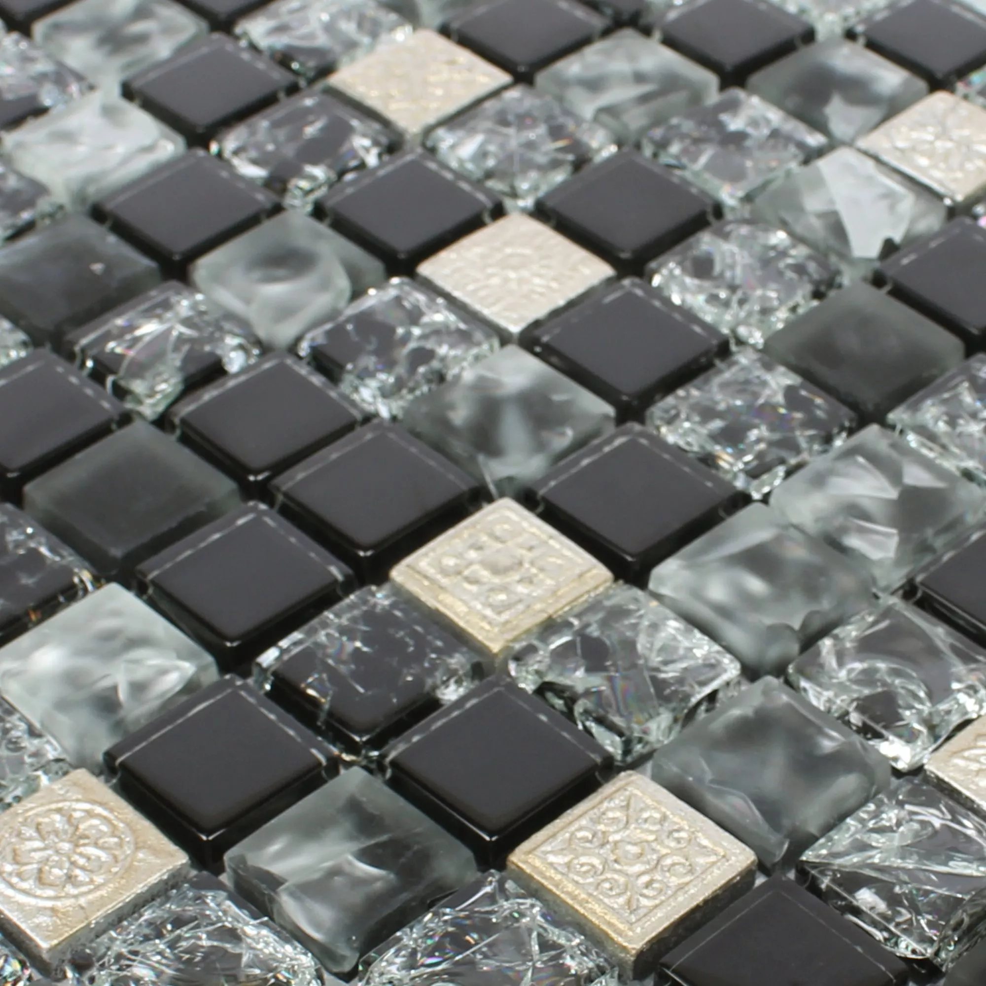 Üveg Gyanta Mozaik Csempe Bogardus Fekete Mix