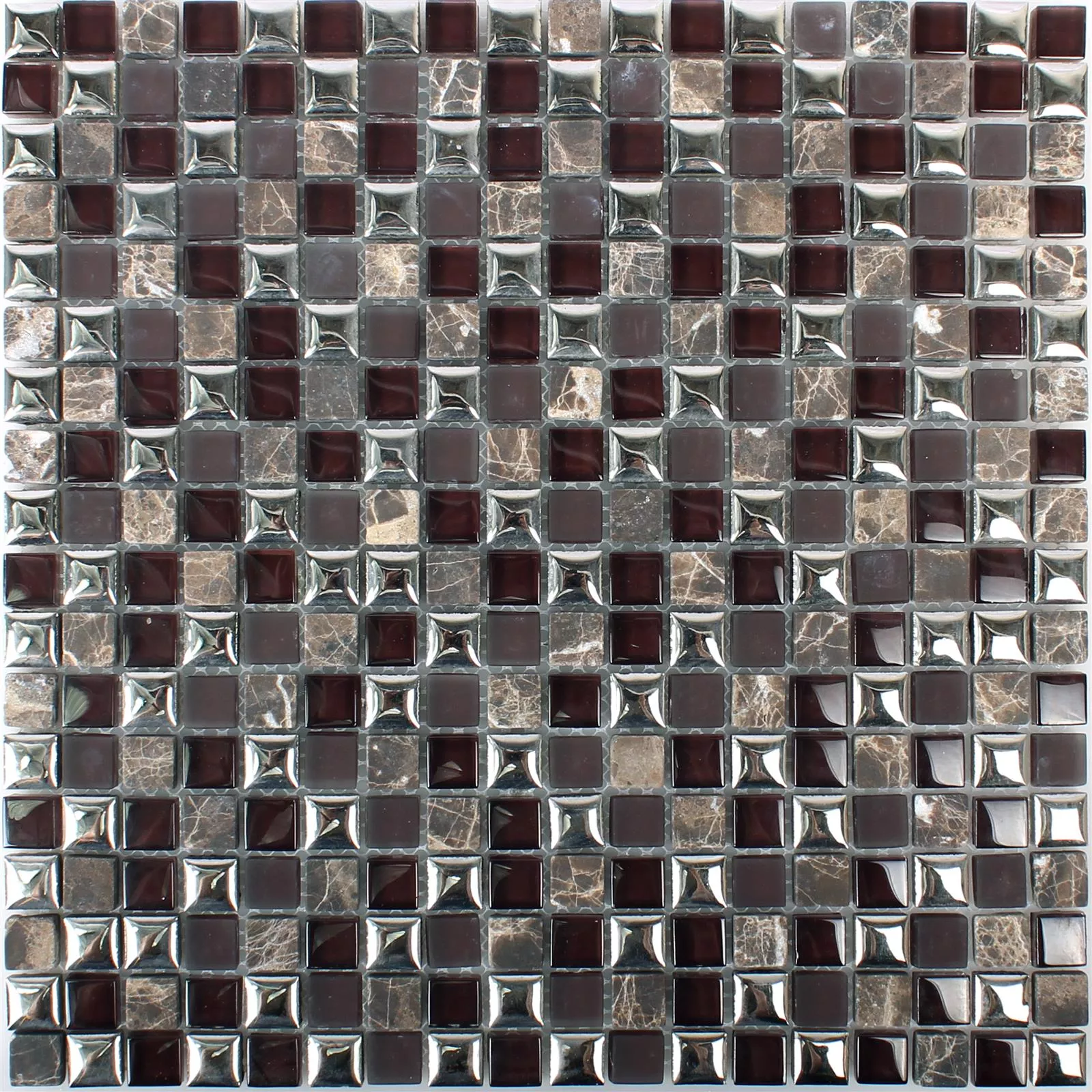 Mosaik Glas Marmor Keramik Brun Silver