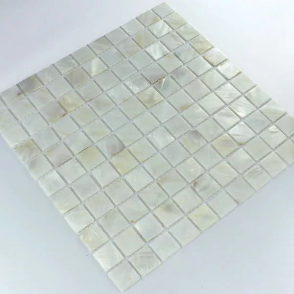 Mosaic Tiles Glass Nacre Effect 25x25x2mm White