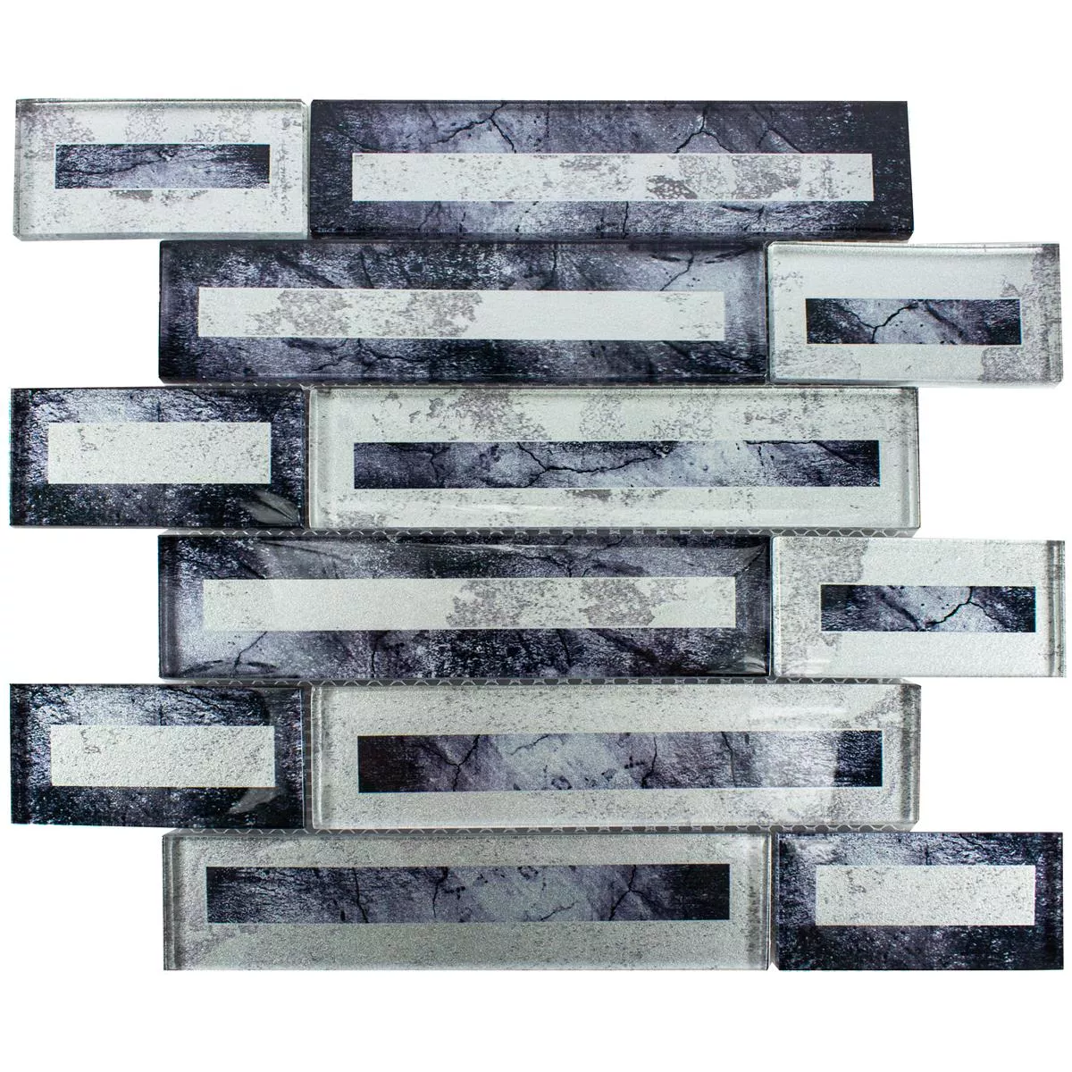 Vzorek Skleněná Mozaika Dlaždice Romans 2D Efekt Černá